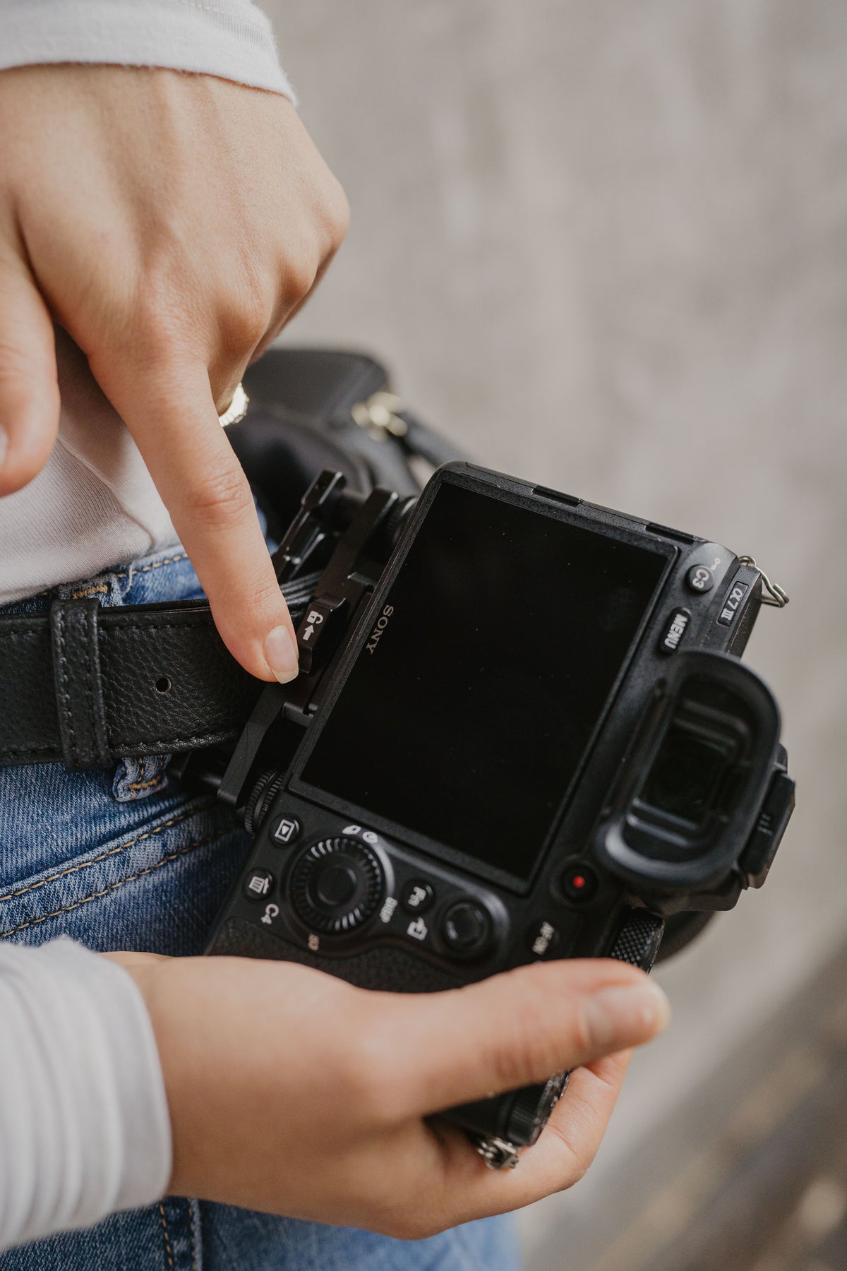 black bag with camera