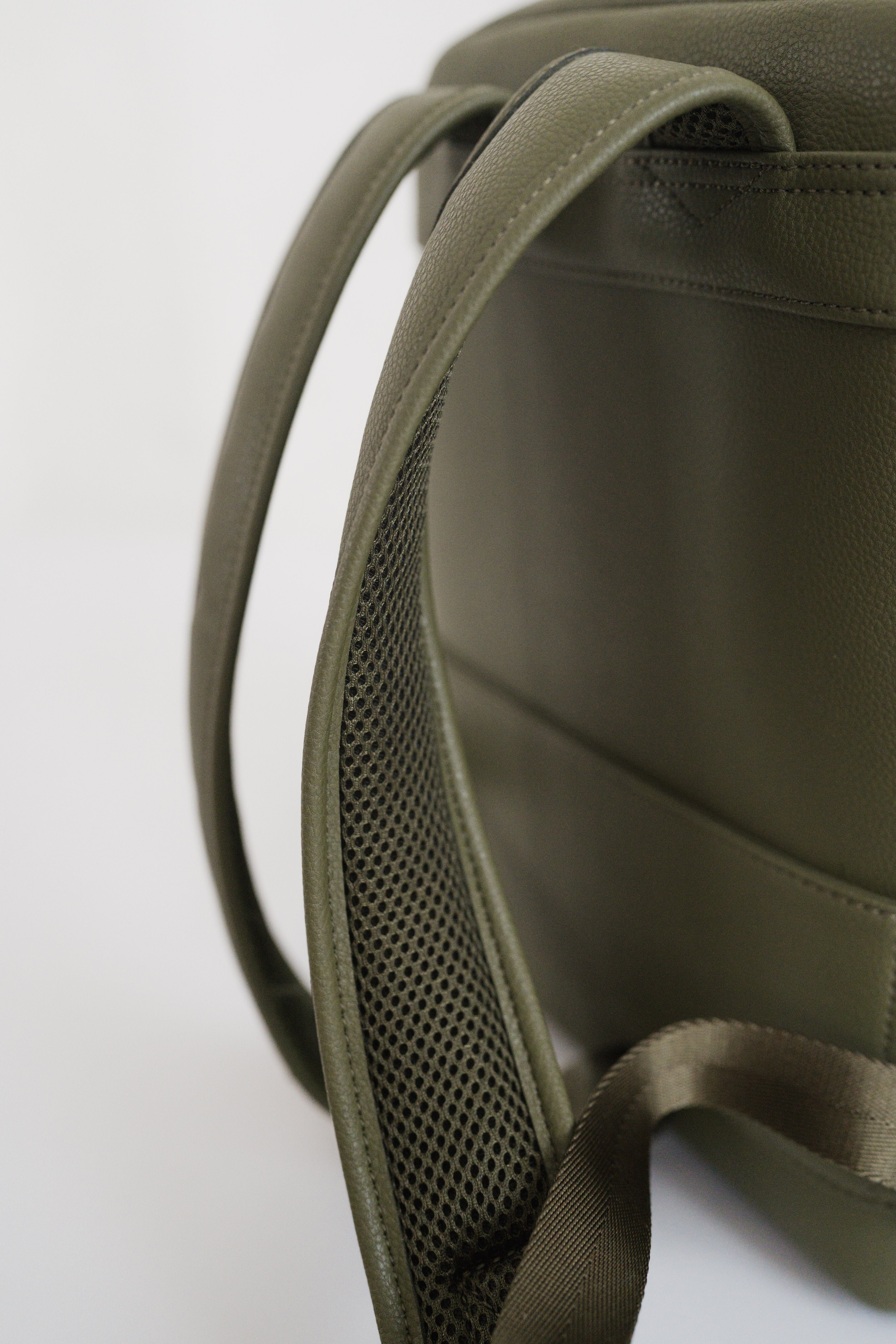 green leather bag